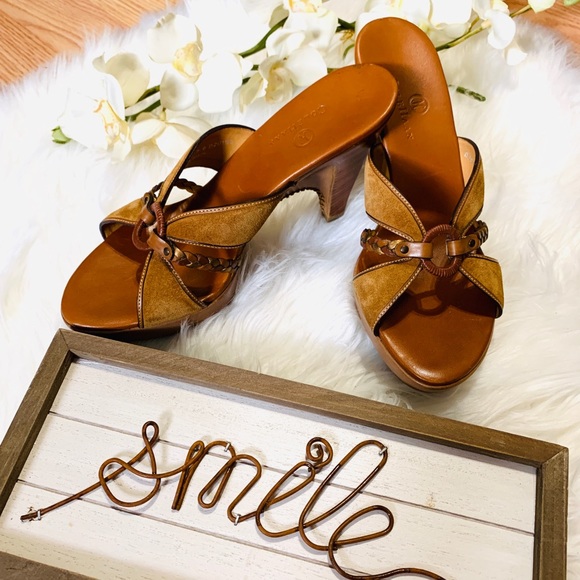 Cole Haan Shoes - Cole Haan Brown Leather Sandal Heels 6.5